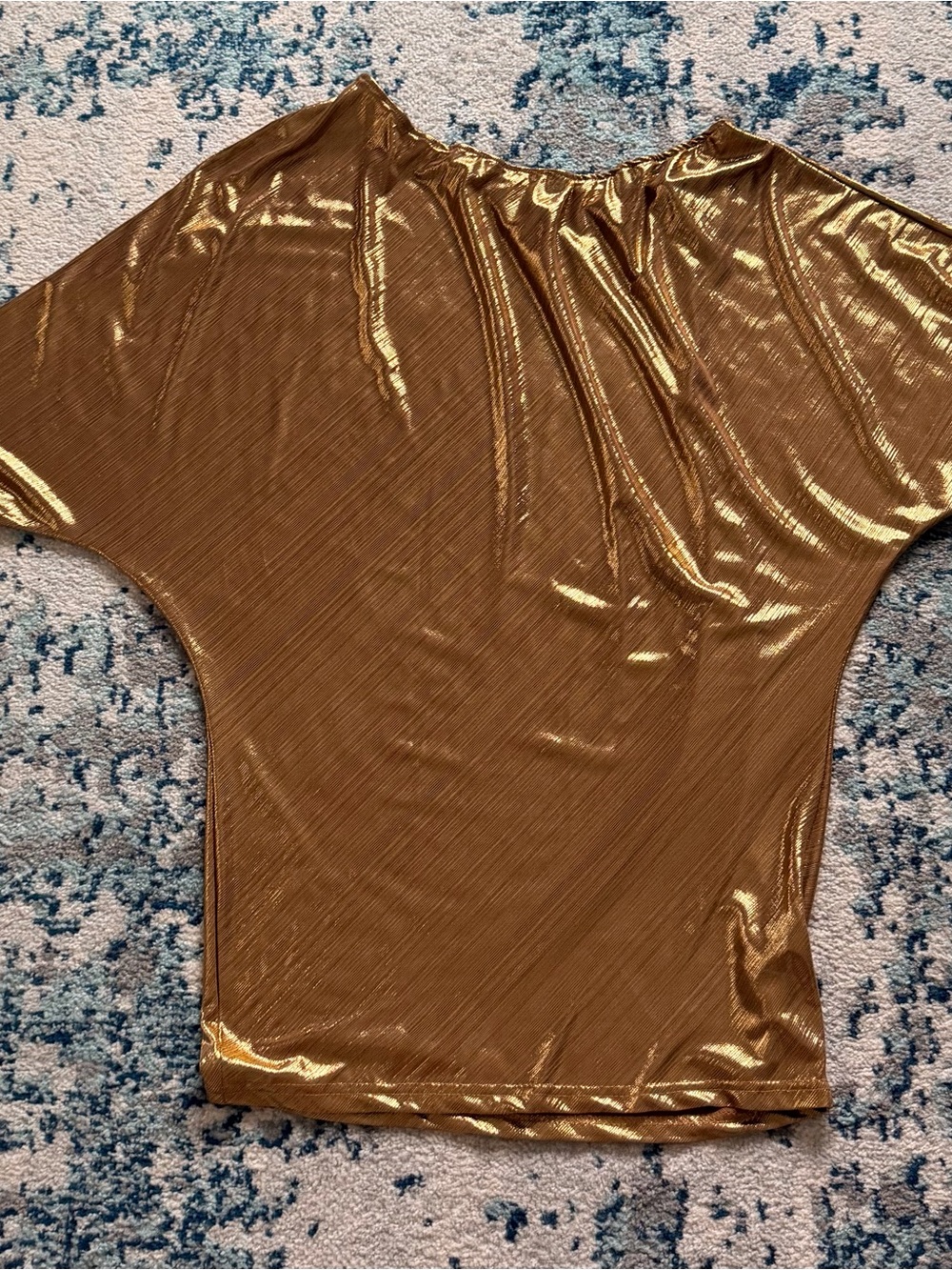 SHEIN Metallic Gold Off-Shoulder Mini Dress - Picture 6 of 9